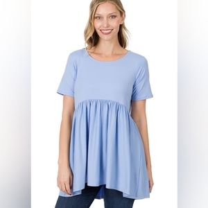 Blue Top Short Sleeve Maternity Friendly